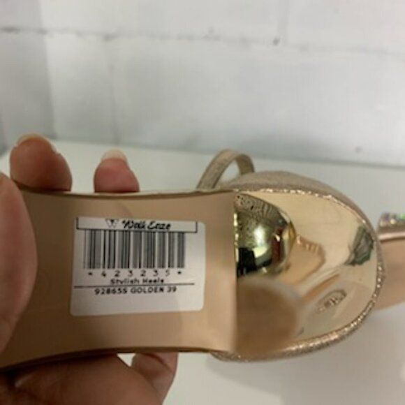 ECS Walk Eaze Golden Fancy Kitten Heels - Size 39 - Picture 11 of 13